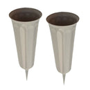 2Pcs Plastic Stake In Ground Memorial Grave Fluted Flower Vases Container