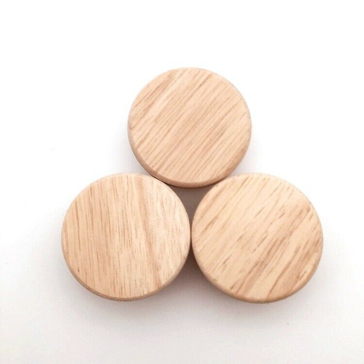 10X Home Accessory 50X25Mm Wooden Knob Wood Round Pull Knobs for Cabinet Dr C8R1