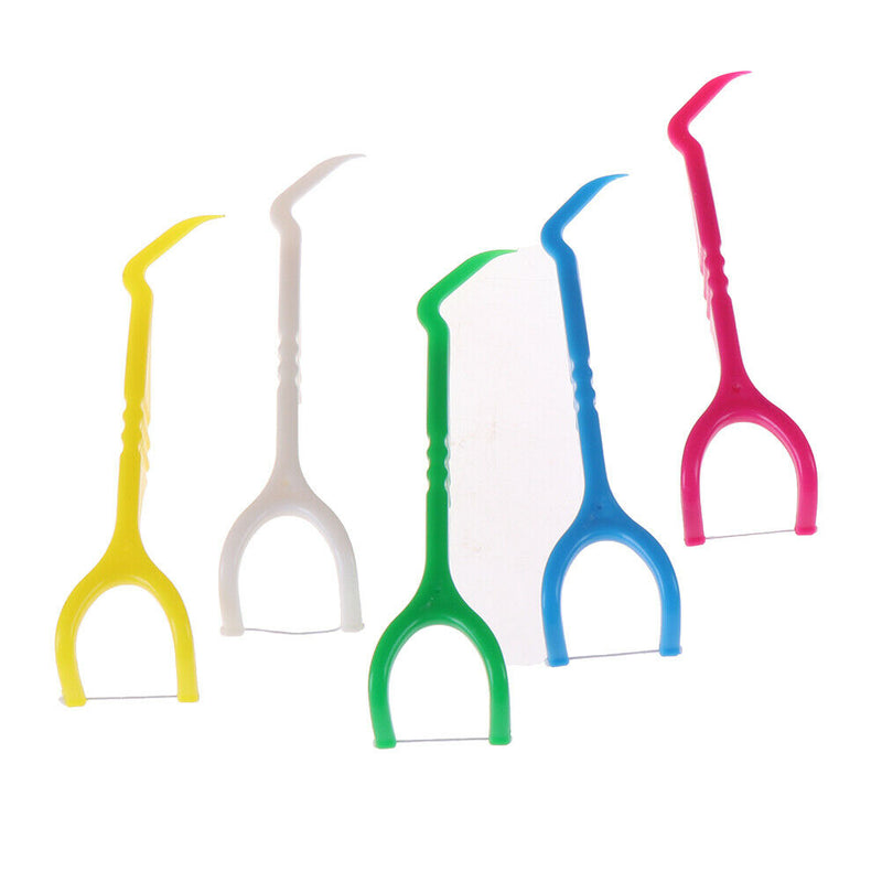 15Pcs random color durable y shape dental floss holder dental care flossing t FT