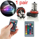 2pcs RGB H11 H8 H9 LED Bulbs Car Fog Light Driving Lamps Wireless Remote Control