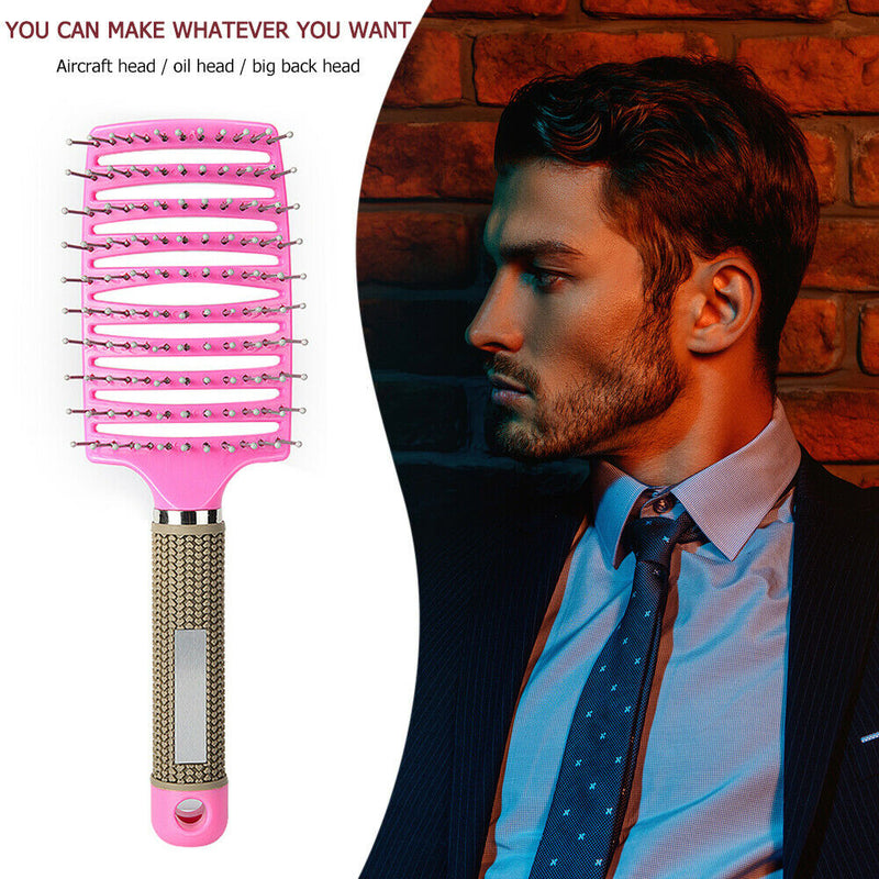 Hair Scalp Massage Comb Curly Detangle Hair Brush Hairdressing Tool (Pink) A