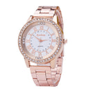 Women Crystal Rhinestone Stainless Steel Analog Quartz Wristwatch Rosegold