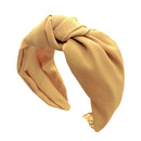 Women Headband Knot Solid Wide-brimmed Fabric Hair Accessories (Yellow)