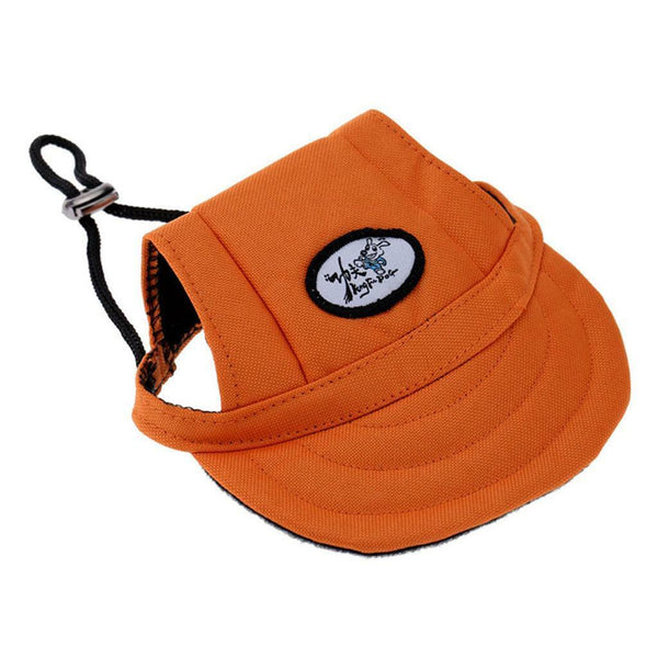 Baseball Hat Sun-shading Bucket Cap with Ear Holes For Small Dog Orange S