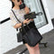 4pcs/set Litchi Leather Tassel Women Tote Shoulder Handbag Card Bags (Black