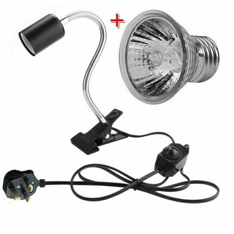 Reptile Pet Heating Light Clamp Lamp Holder UVA+UVB Bulb With Clip Aquarium Lamp