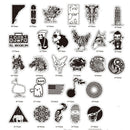 52Pcs Black White Vinyl Skateboard Stickers Luggage Guitar Car Bomb Decals Pack
