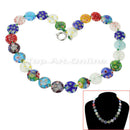 Colorful Millefiori Glass Flat Round Beads Necklace Jewellery For Women Lady