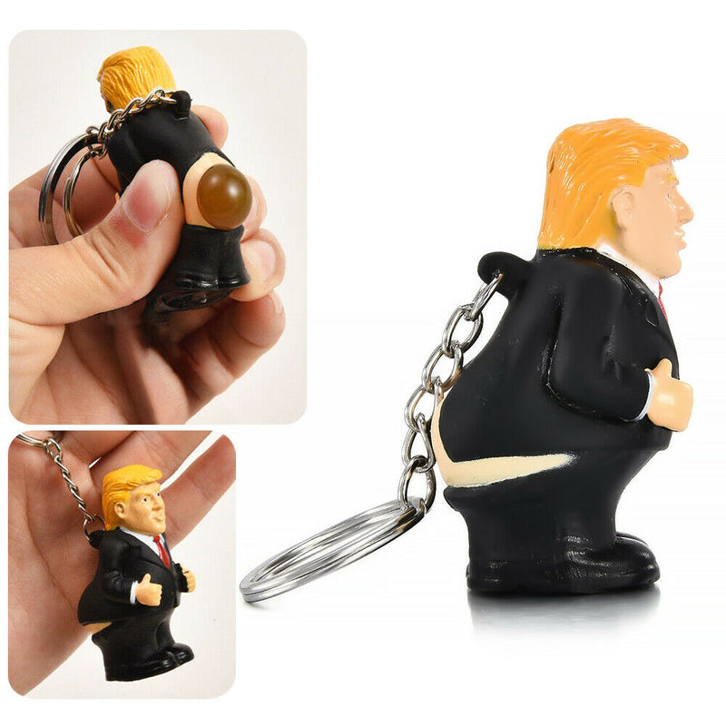 Donald Trump poop keyring president squeeze funny key chain novelty fun Gift New