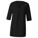 Womens 3/4 Sleeve Blouse V Neck Oversize Casual Blouse Shirt Tops Black L