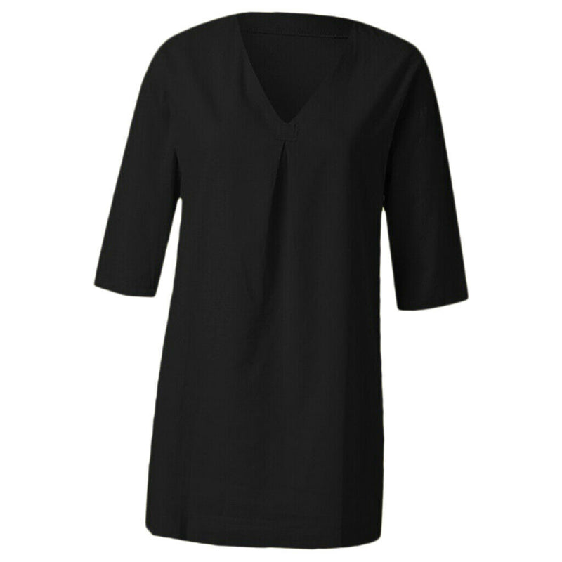 Womens 3/4 Sleeve Blouse V Neck Oversize Casual Blouse Shirt Tops Black L