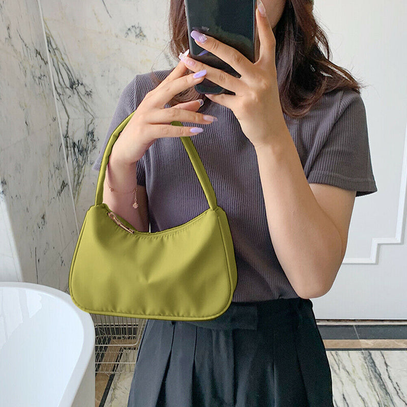 Nylon Casual Women Handbag Female Solid Underarm Shoulder Bag (Army Green)