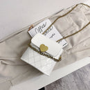 Women Bucket Shoulder Bag Leather Love Buckle Chain Crossbody Bags (White) A