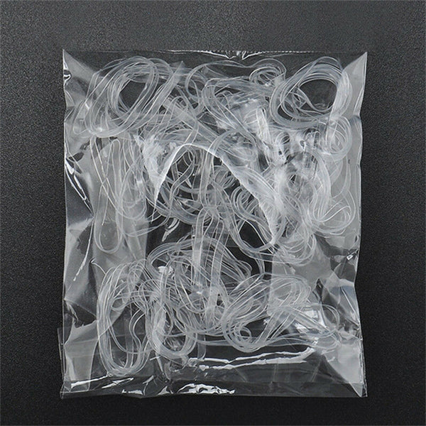 Women's Hair Tie Band Ponytail Holder Elastic Rubber Clear White 200pcs/Bag Hot