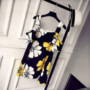 Fashion Floral Print Dress Women Summer Square Collar Ruffle Loose Dresses