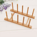 Dish Rack Pots Wooden Plate Stand Wood Kitchen Cup Display Drainer Holder N