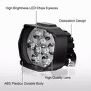 Motorcycle Headlight 9 LED 6W DC12V Super Bright Spot White Work Light Bicyc Hn