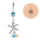 Crystal Rhinestone Starfish Conch Dangle Button Belly Navel Ring Body PiercinJ!E