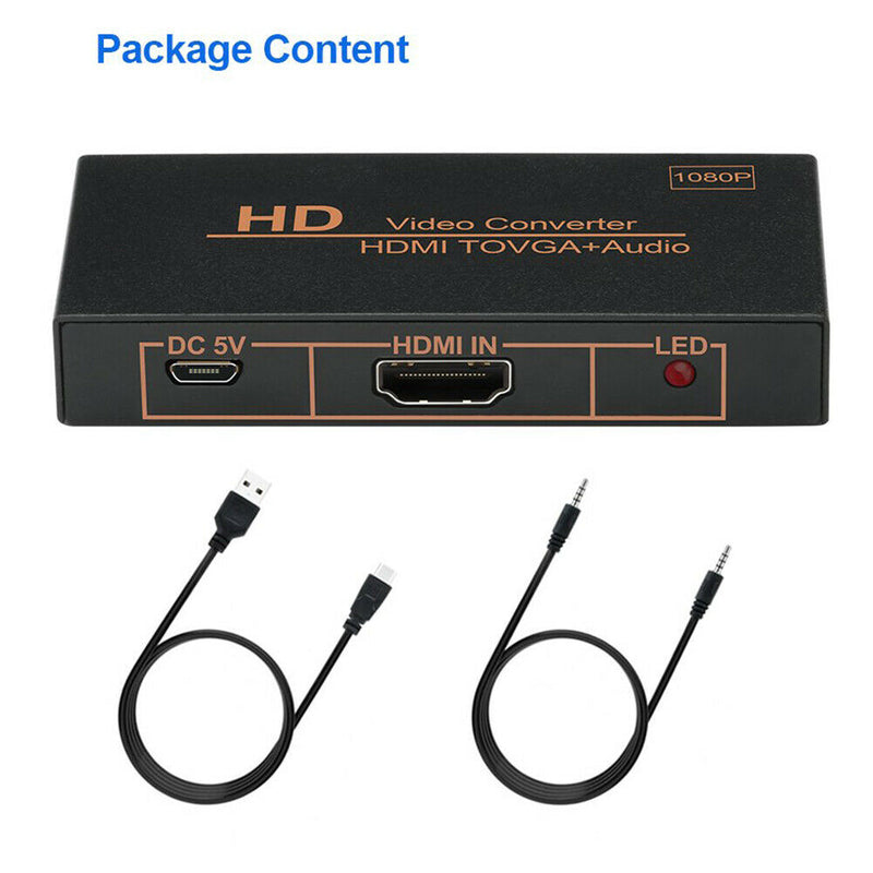 Home Portable Active 1080P Female HDMI To VGA Male Converter Adapter For Laptop