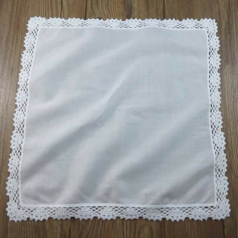1 Piece White premium cotton wedding gift lace handkerchief for women/ladies