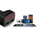 4 in 1 3.1A Dual USB Car Charger Adapter Voltmeter Celsius Red + Blue A