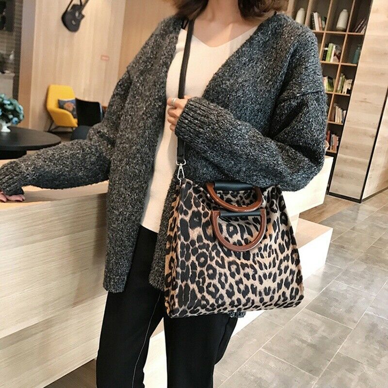 Leopard Women Handbags Big Capacity Pu Leather Females Handbags Fashion Leo J4J8
