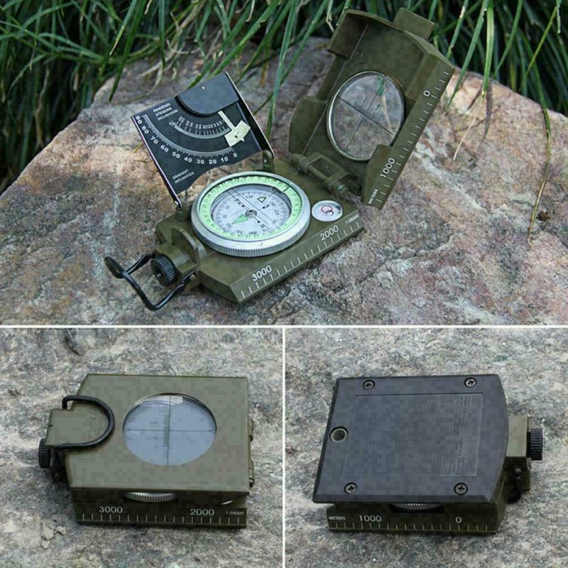 1* Professional Military Pocket Metal Sighting Compass Clinometer Camping H N0I1