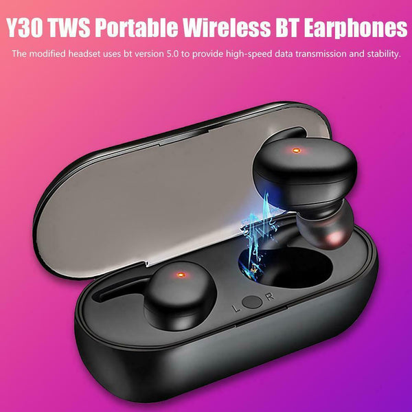 Y30 TWS Portable Wireless Bluetooth Earphones 8D Stereo Earbuds Headset