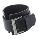 Men's Black Leather Double Buckle Bracelet 45mm