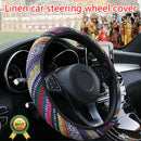 1Pcs Pretty Ethnic Auto Car Steering Wheel Cover Breathable Flax Universal FT