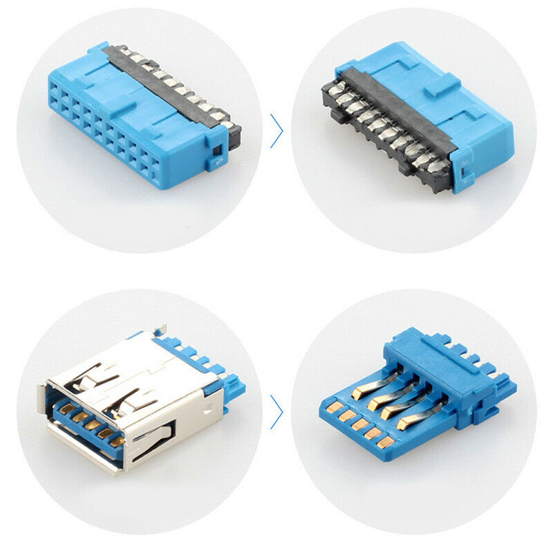 2 USB3.0 Female Back Panel To Motherboard 20pin Header Connector Cable AdaptBSE