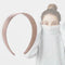 Solid Color Hair Hoops Simple Headband Women Girls Wide Hairband (Beige) A#S