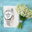 2pcs/set Leather Band Watch Pendant Necklace Women Quartz Watches (White) A