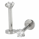 2PCS x 8mm Stainless Steel Inlaid Piercing Cubic Zirconia Lip Rings R9O5