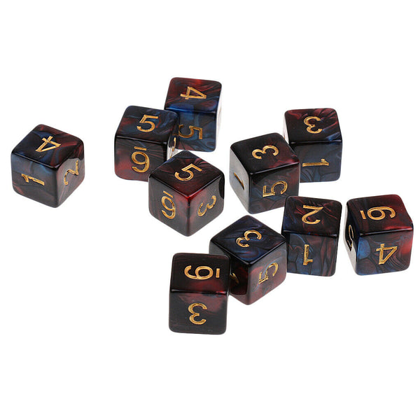 10pcs 6 Sided Dice D6 Polyhedral Dice for Dungeons and Dragons Table Games Blue