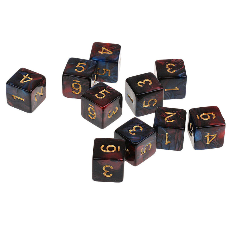10pcs 6 Sided Dice D6 Polyhedral Dice for Dungeons and Dragons Table Games Blue