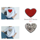 Heart happy days Reversible Change color Sequins Patches clothes DIY Applique  Z