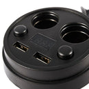 Car Cigarette Lighter, Car Charger Cup Holder 2 USB with 2 Socket Cigarette