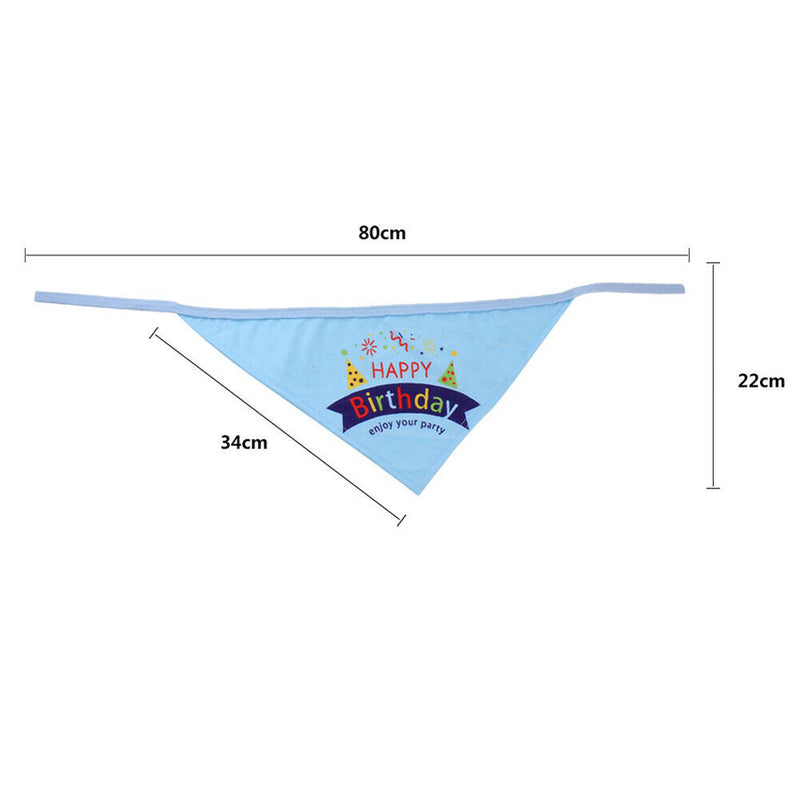 Pet Cat Dog Happy Birthday Headwear Hat Saliva Towel Party Costume (Blue) A