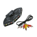 3-Way Audio Video AV RCA Switch Selector Box Composite Splitter +3-RCA Cable