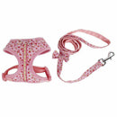 Floral Pattern Tiny Small Dog Harness Leash Lead Walking Chest Strap (S, Pi