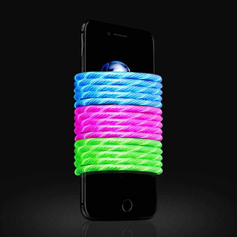 Luminous Streamer Micro-USB Fast Charge Cable for Android Z green O3C7