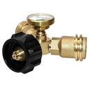 Propane Y-Splitter Tee Adapter Connector With Propane Tank Gauge Level Indi