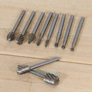 10Pcs HSS Rotary Burr Router Bits Set Milling Engraving Wood Working Cutter Tool