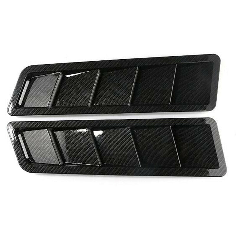 2PCS Universal Carbon Fiber Look Style Hood Vent Louver Cooling Panel Trim  3C