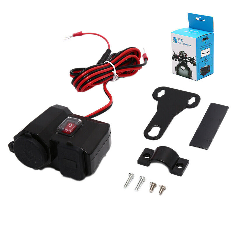 Waterproof 12v/24v Motorcycle USB Charger Power Adapter Socket&Voltmeter Disp Ew