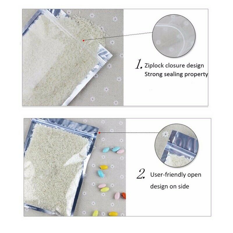 100 Pcs Clear Aluminum Foil Bag Self Seal Zipper Ziplock Packing Food Bag R U9E1