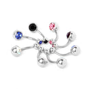 Bulk 8Pcs Double Gem Crystal Rhinestone Navel Belly Ring Bars Piercing Jewellery