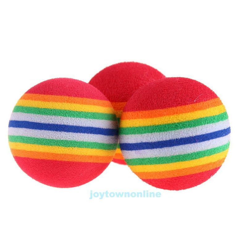 10pcs Rainbow Ball Pet Cat Kitten Soft Play Tennis Balls Activity Fun Chew Toys