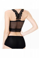 Women Lace Butterfly Vest Camisole Short Bra Tank Black
